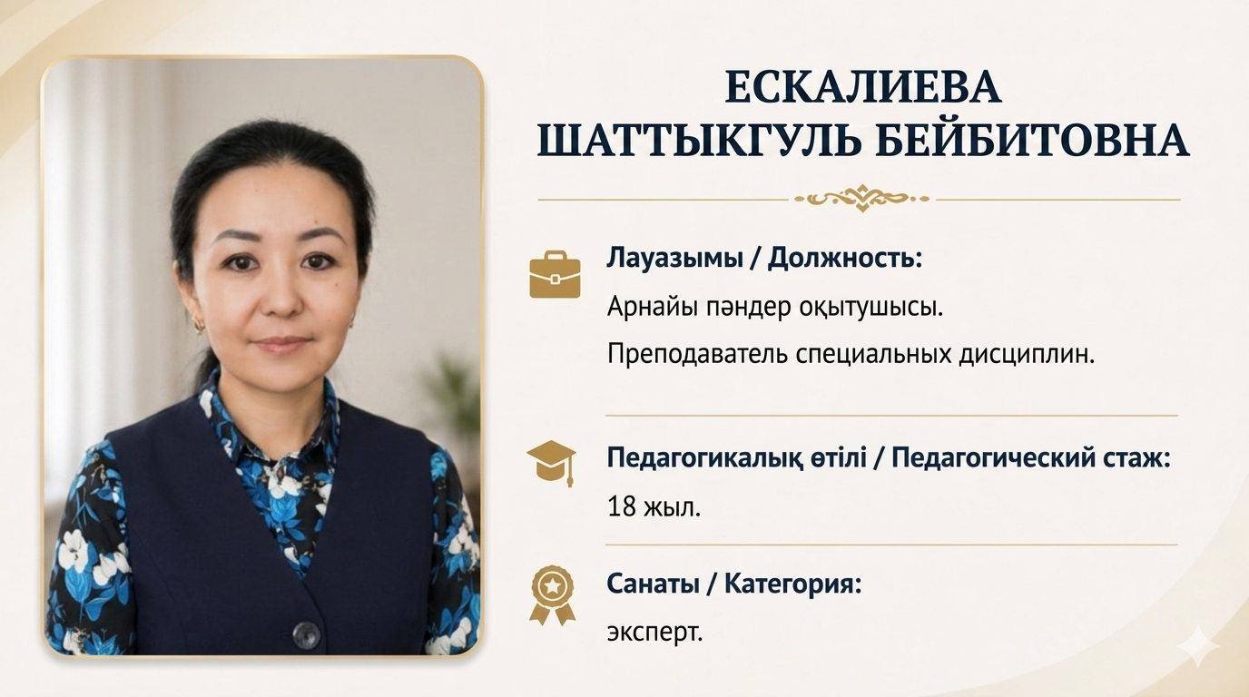 Ескалиева Шаттыкгуль Бейбитовна